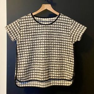 Madewell white and black plaid sweater shirt